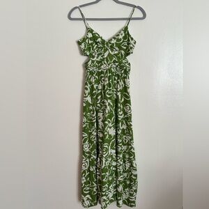 Zara Green and White Floral Dress XS